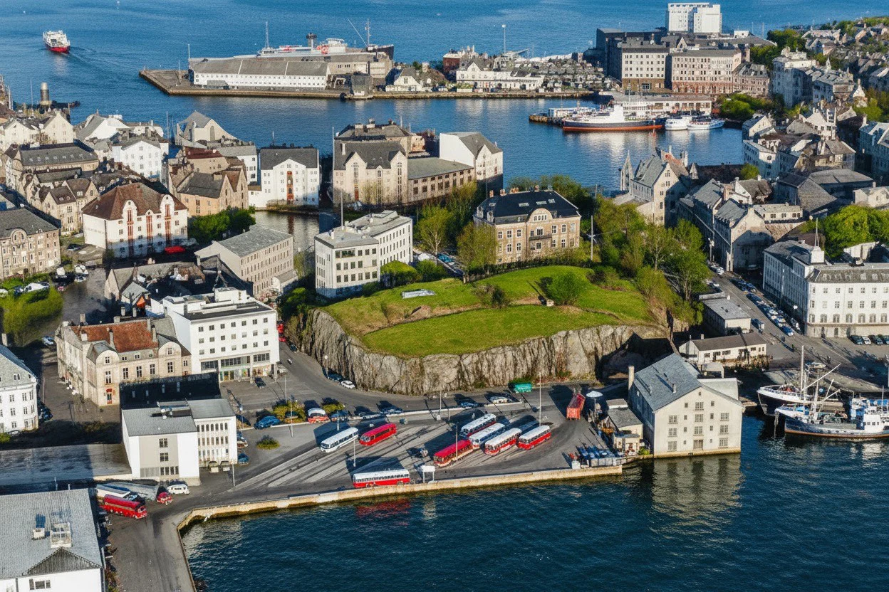 Restaurert bilde av Ålesund by som opprinnelig var et gammelt bilde.