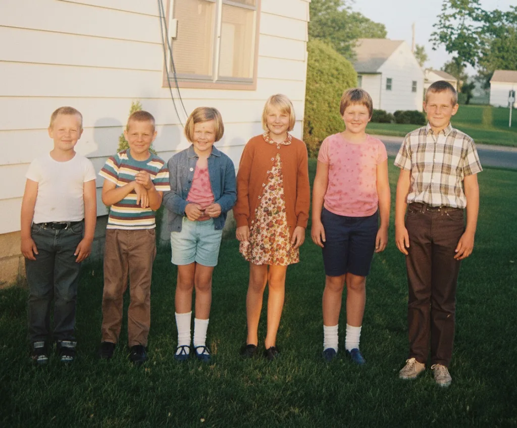 Restaurert bilde av personer etter restaurering